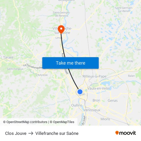 Clos Jouve to Villefranche sur Saône map