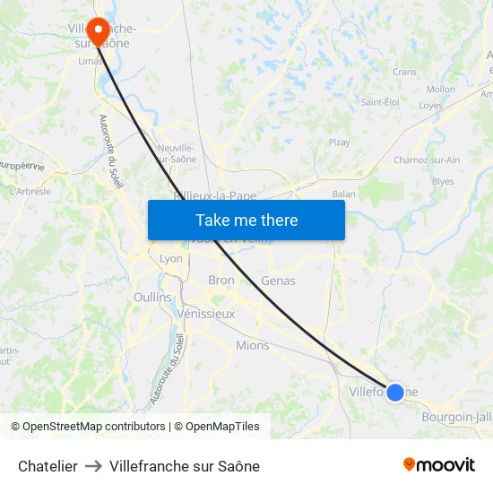 Chatelier to Villefranche sur Saône map