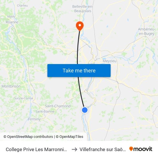 College Prive Les Marronniers to Villefranche sur Saône map