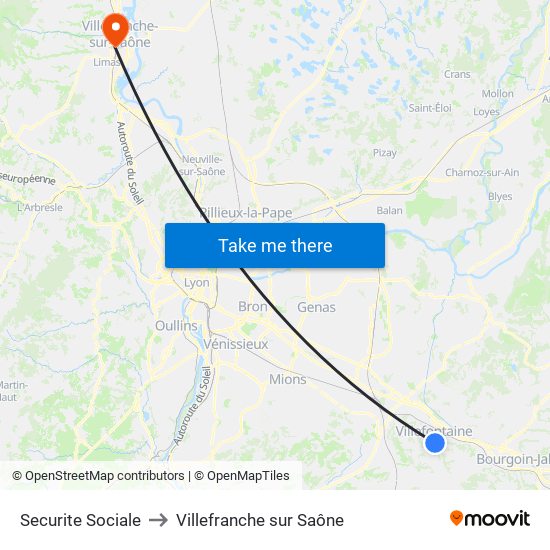 Securite Sociale to Villefranche sur Saône map