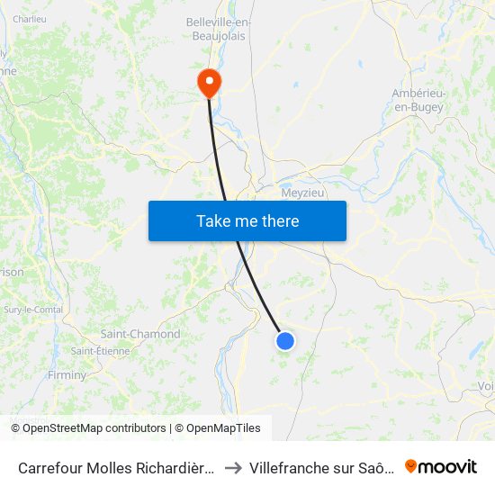 Carrefour Molles Richardières to Villefranche sur Saône map