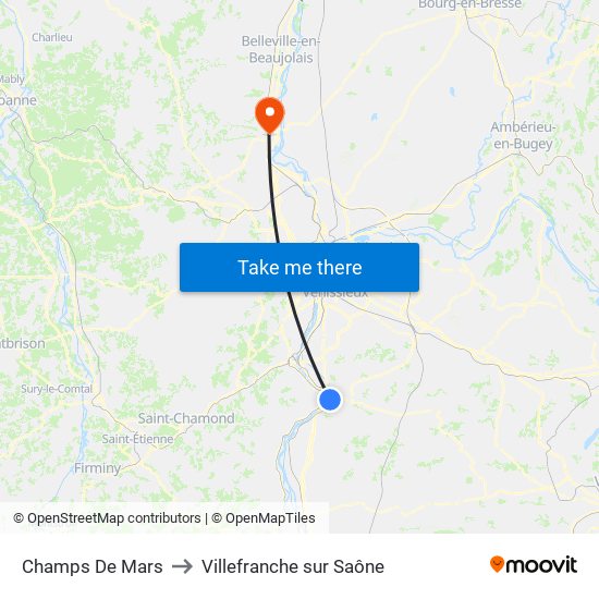 Champs De Mars to Villefranche sur Saône map