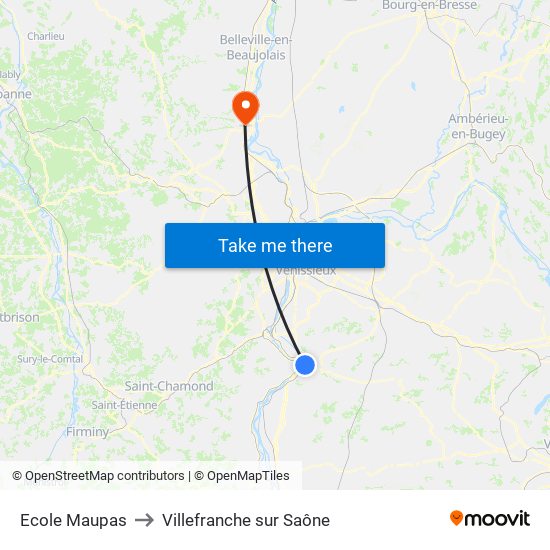 Ecole Maupas to Villefranche sur Saône map