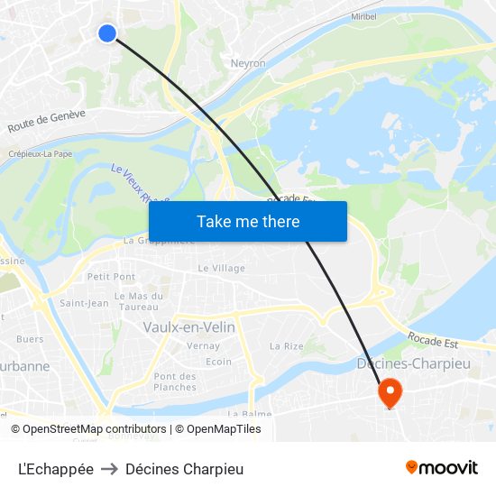 L'Echappée to Décines Charpieu map