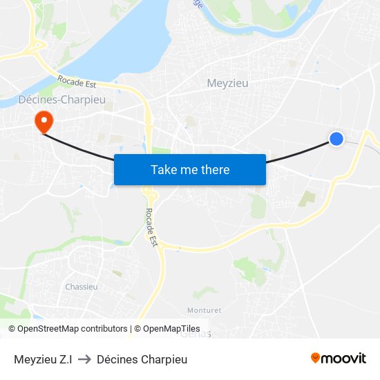 Meyzieu Z.I to Décines Charpieu map