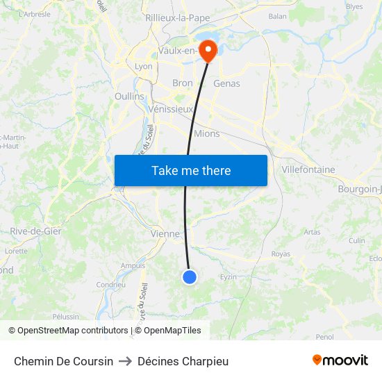 Chemin De Coursin to Décines Charpieu map