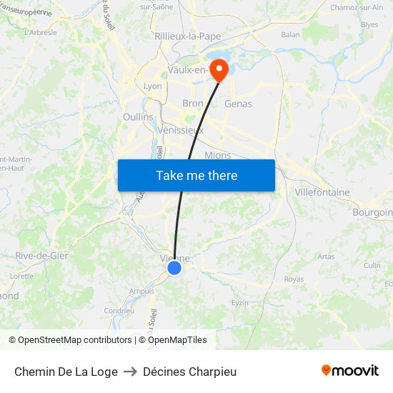 Chemin De La Loge to Décines Charpieu map