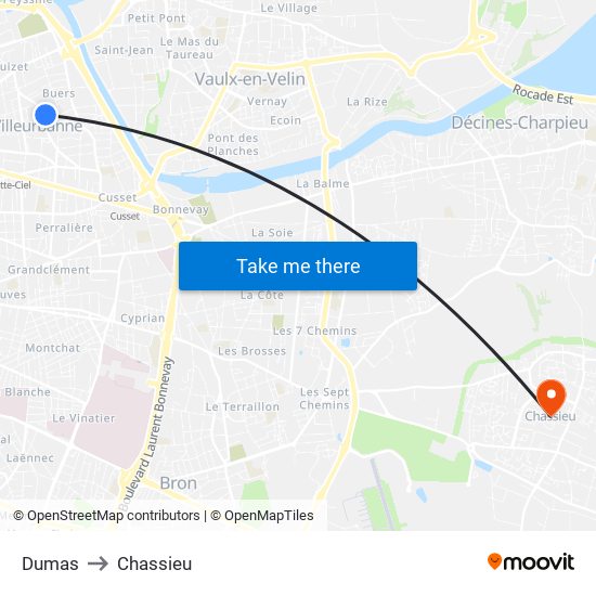 Dumas to Chassieu map