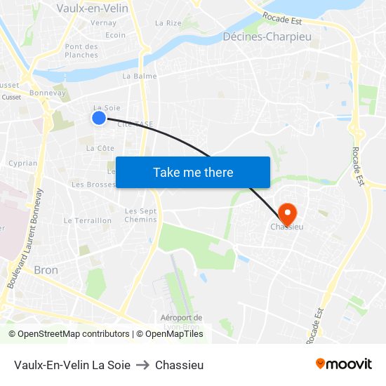 Vaulx-En-Velin La Soie to Chassieu map