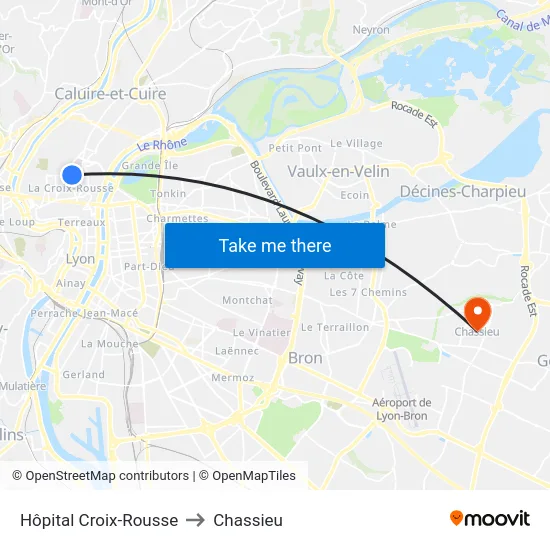 Hôpital Croix-Rousse to Chassieu map