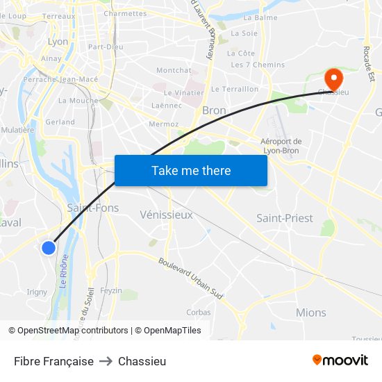 Fibre Française to Chassieu map