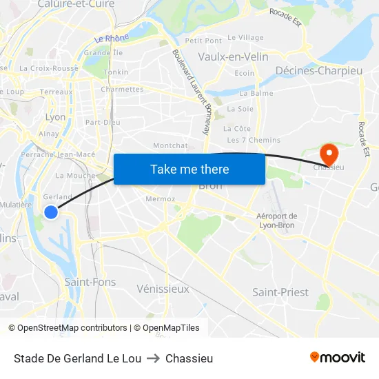 Stade De Gerland Le Lou to Chassieu map