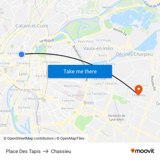 Place Des Tapis to Chassieu map