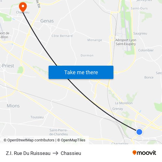 Z.I. Rue Du Ruisseau to Chassieu map