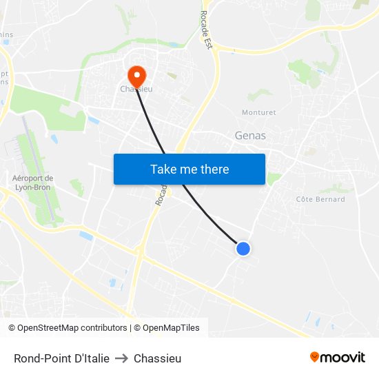 Rond-Point D'Italie to Chassieu map