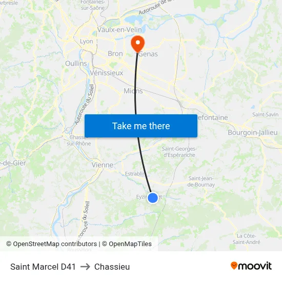 Saint Marcel D41 to Chassieu map