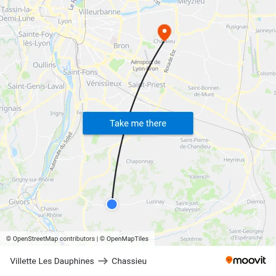 Villette Les Dauphines to Chassieu map