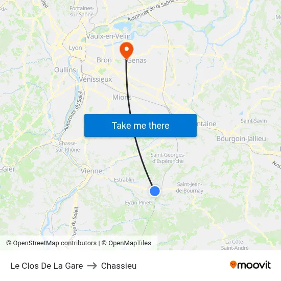 Le Clos De La Gare to Chassieu map