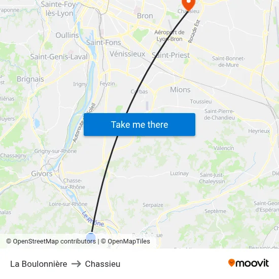 La Boulonnière to Chassieu map