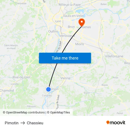 Pimotin to Chassieu map
