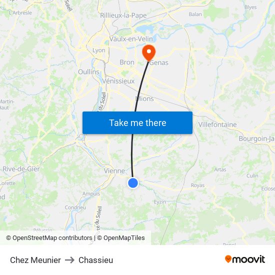 Chez Meunier to Chassieu map