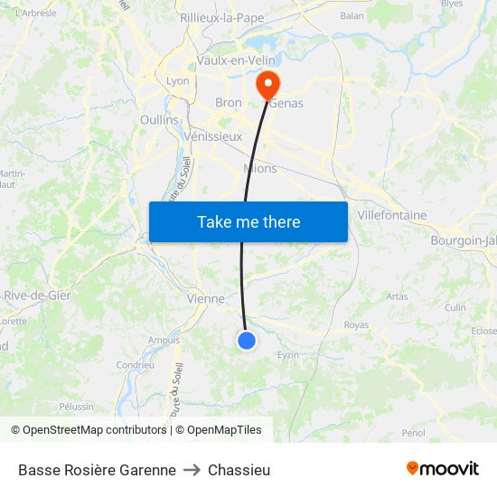 Basse Rosière Garenne to Chassieu map