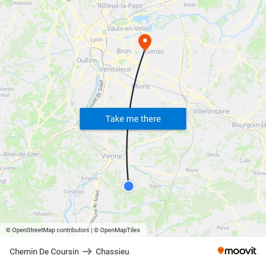 Chemin De Coursin to Chassieu map