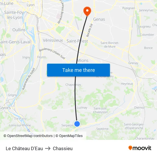 Le Château D'Eau to Chassieu map