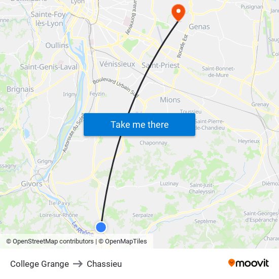 College Grange to Chassieu map