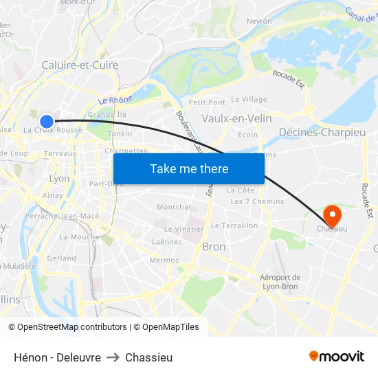 Hénon - Deleuvre to Chassieu map