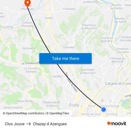 Clos Jouve to Chazay d Azergues map