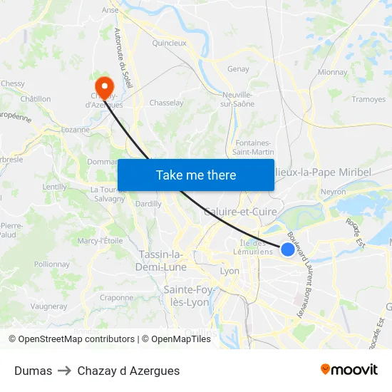 Dumas to Chazay d Azergues map