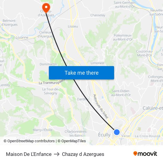 Maison De L'Enfance to Chazay d Azergues map