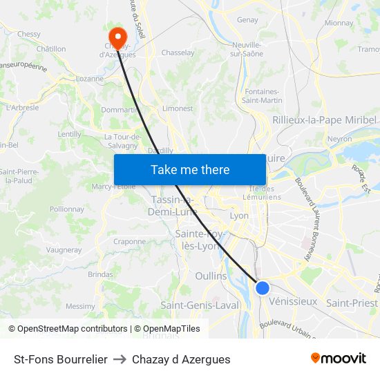 St-Fons Bourrelier to Chazay d Azergues map