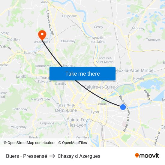 Buers - Pressensé to Chazay d Azergues map