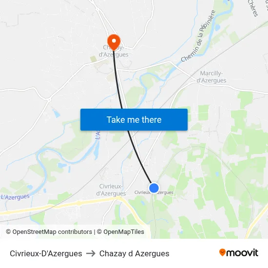 Civrieux-D'Azergues to Chazay d Azergues map