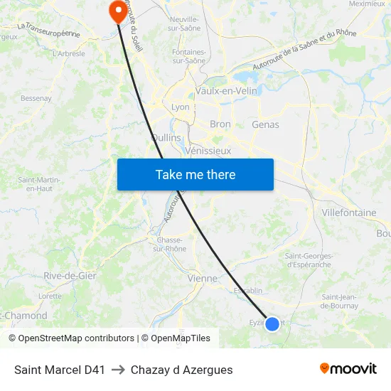 Saint Marcel D41 to Chazay d Azergues map