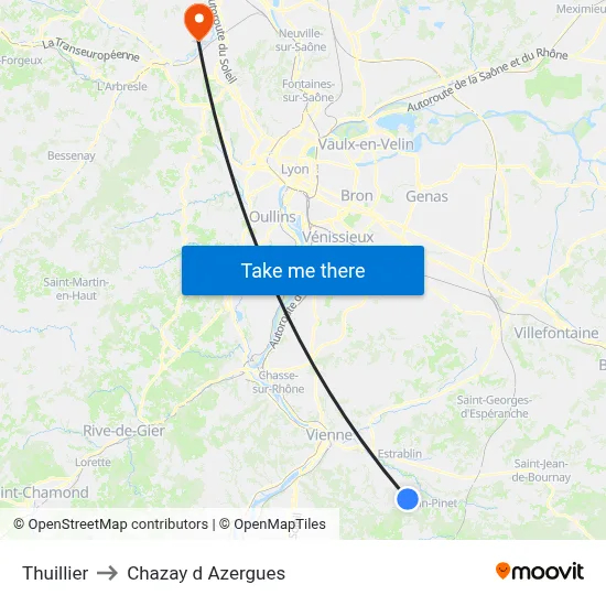 Thuillier to Chazay d Azergues map