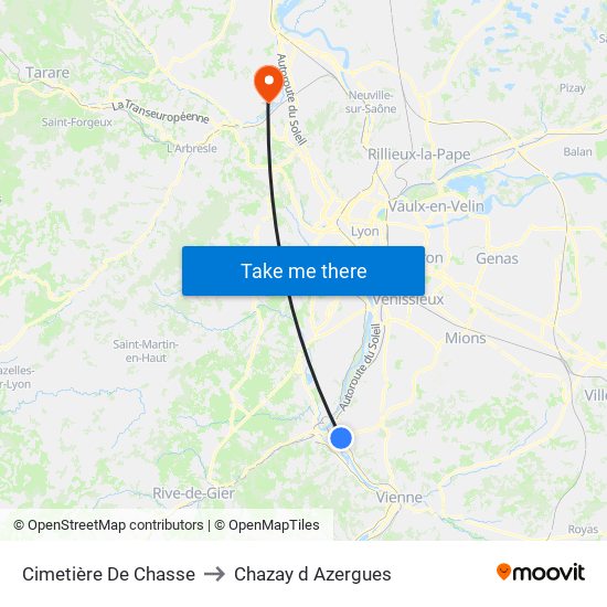 Cimetière De Chasse to Chazay d Azergues map