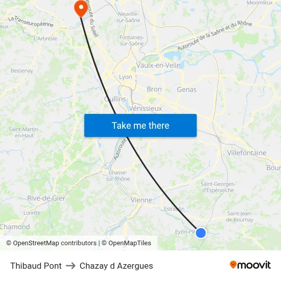 Thibaud Pont to Chazay d Azergues map