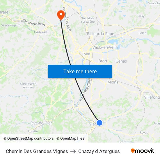 Chemin Des Grandes Vignes to Chazay d Azergues map