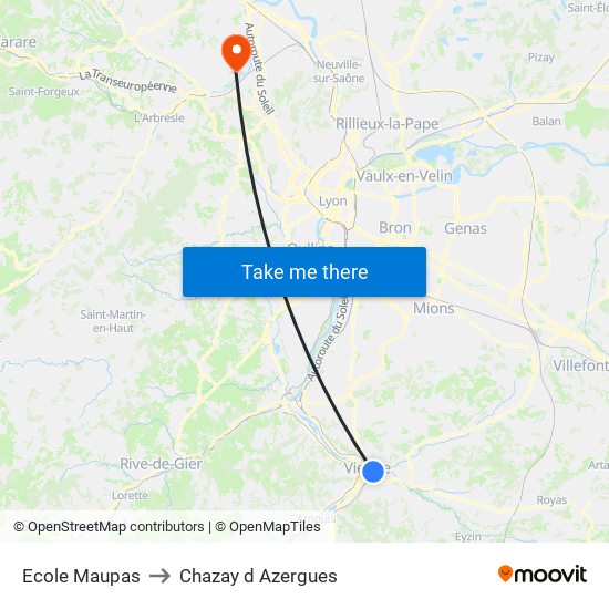 Ecole Maupas to Chazay d Azergues map