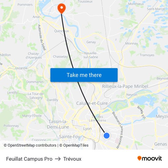 Feuillat Campus Pro to Trévoux map