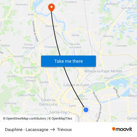 Dauphiné - Lacassagne to Trévoux map