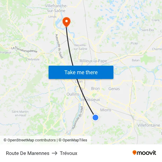 Route De Marennes to Trévoux map