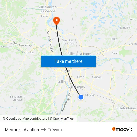 Mermoz - Aviation to Trévoux map