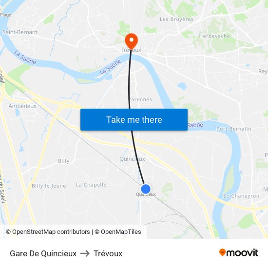 Gare De Quincieux to Trévoux map