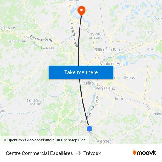 Centre Commercial Escalières to Trévoux map