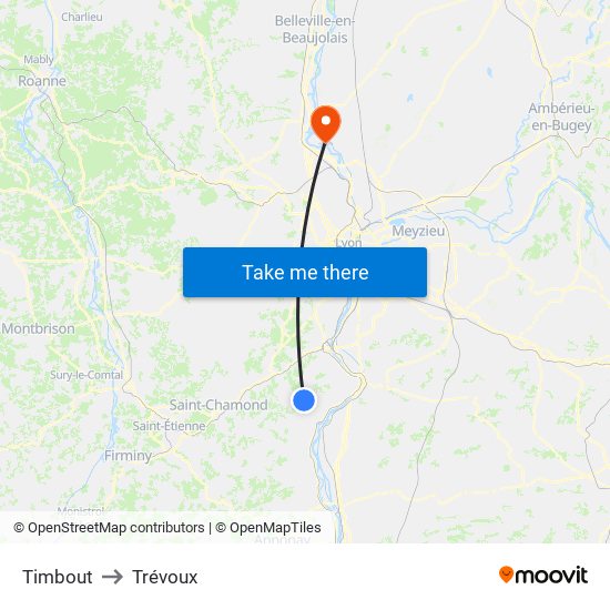 Timbout to Trévoux map