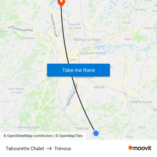 Tabourette Chalet to Trévoux map